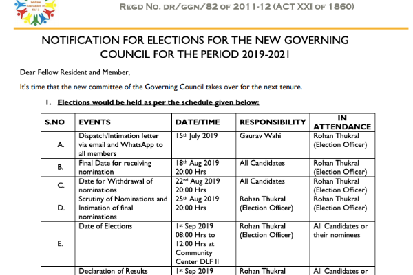 NOTIFICATION FOR ELECTIONS FOR THE NEW GOVERNING COUNCIL FOR THE...